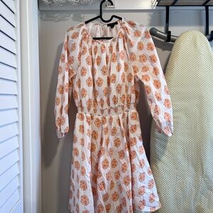 J. Crew Dress with Orange Pink Inkblot Pattern